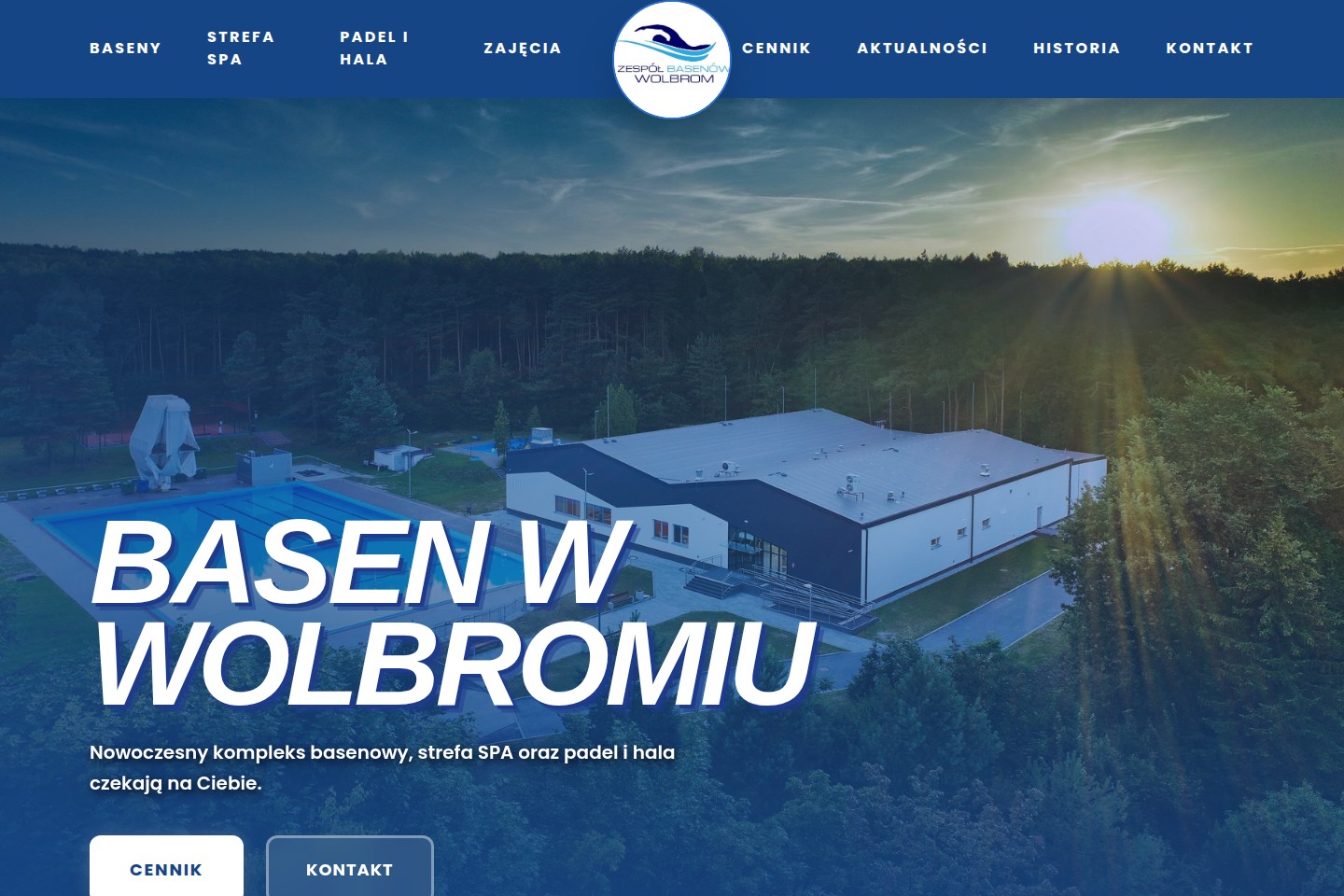 Basen Wolbrom, strona na komputerze